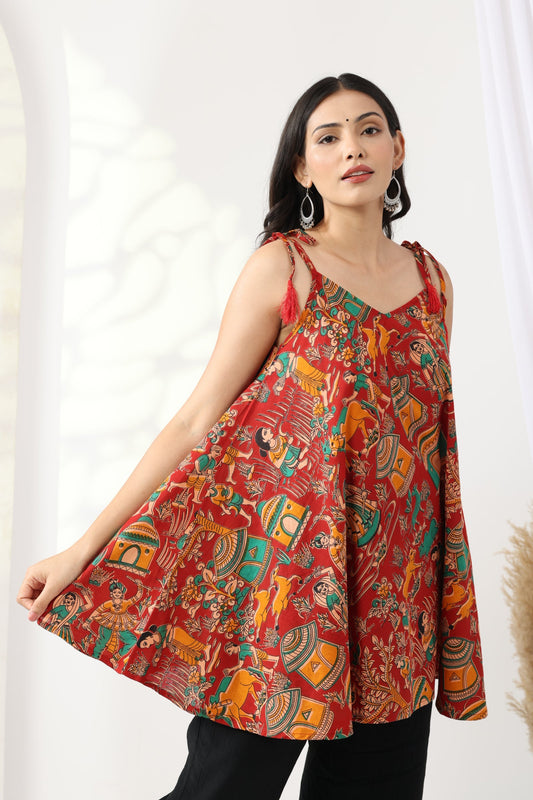 Heer Red Kalamkari Tunic