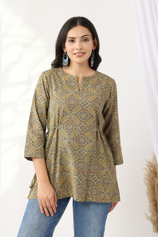 Heer Brown Ajrakh Tunic