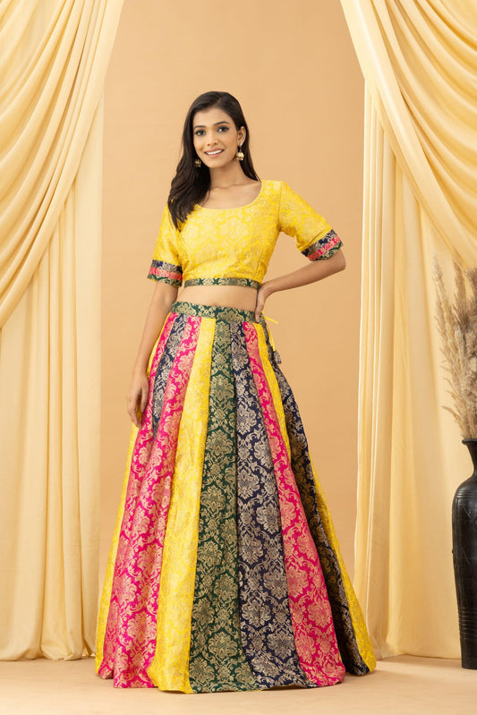 Aseel Jacquard Multicolor Blouse Skirt Set