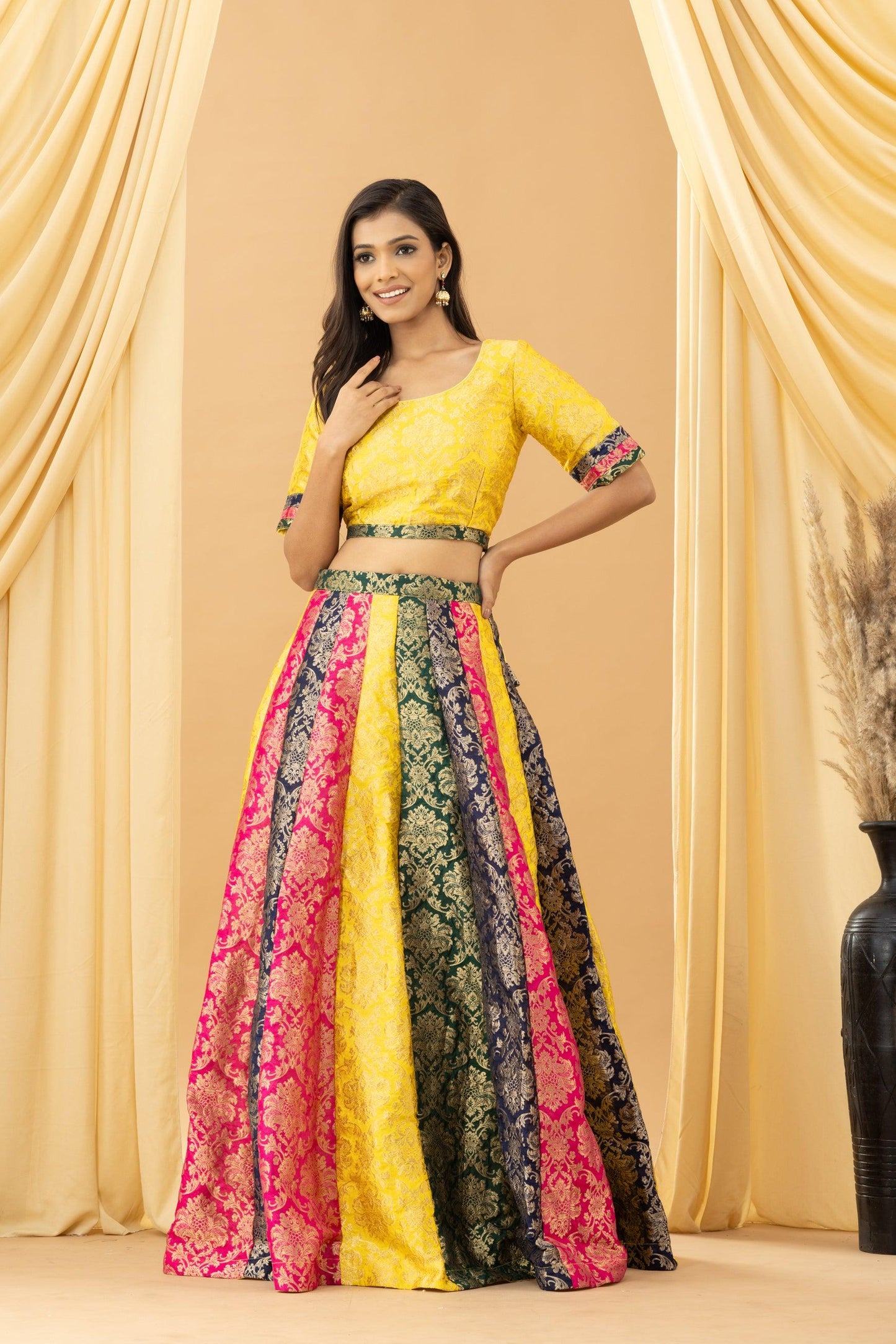 Aseel Jacquard Multicolor Blouse Skirt Set