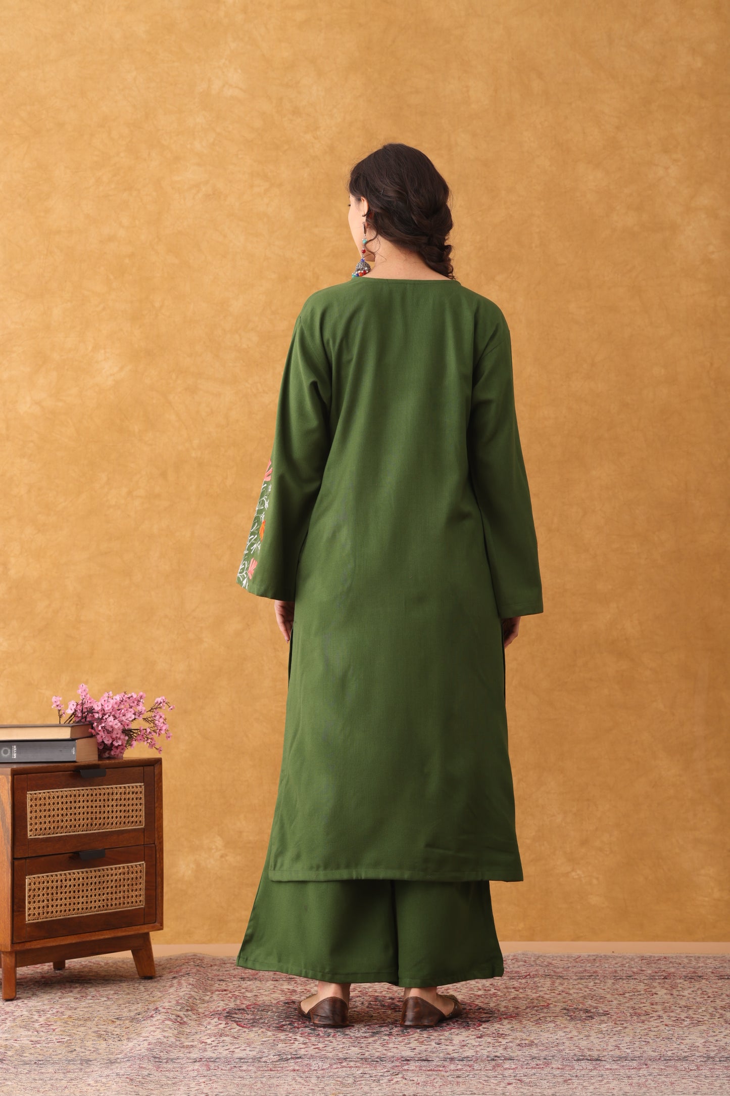 Noor Jade Green Embroidered Phiran Set