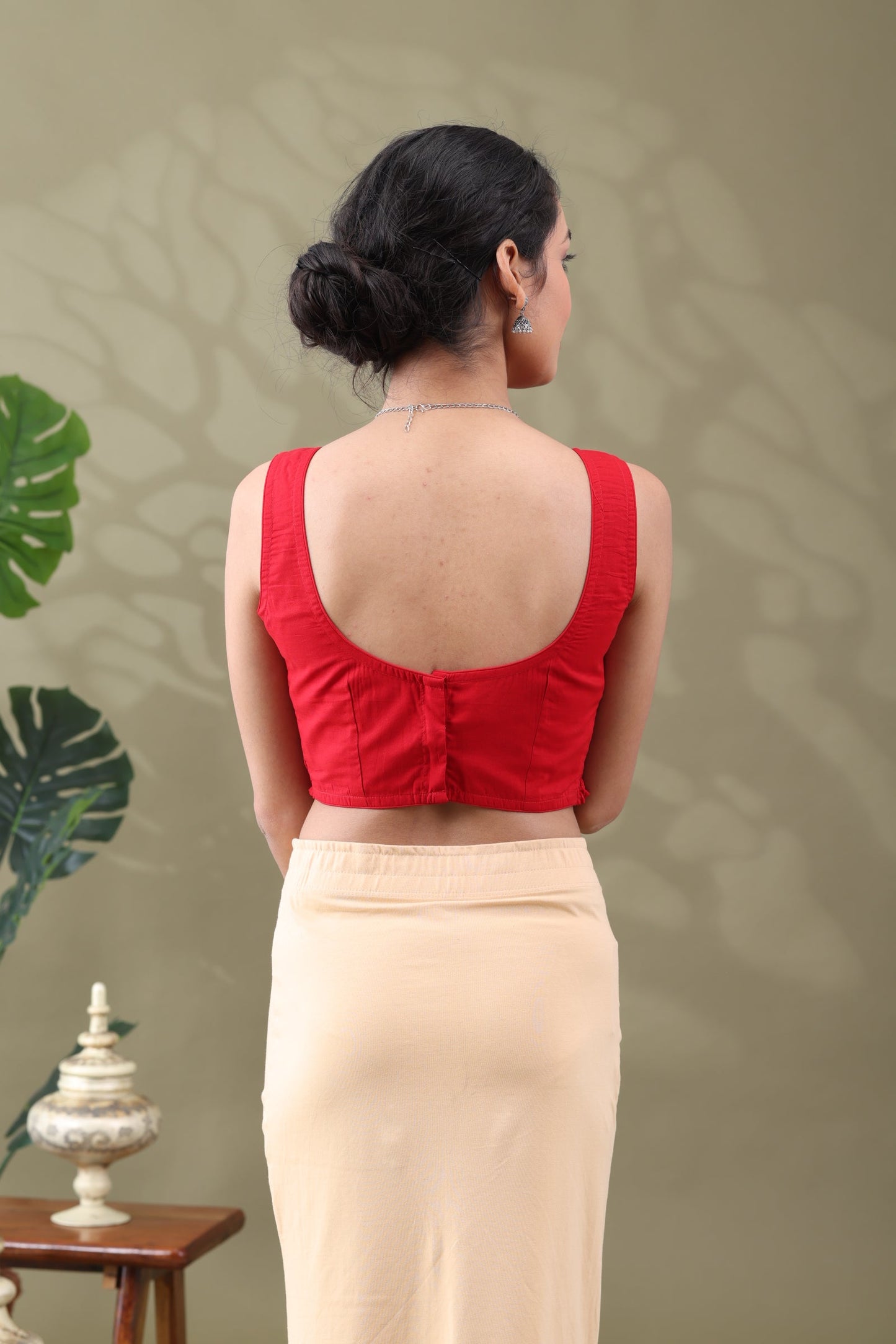 Navya Red Basic cotton Sleeveless Blouse