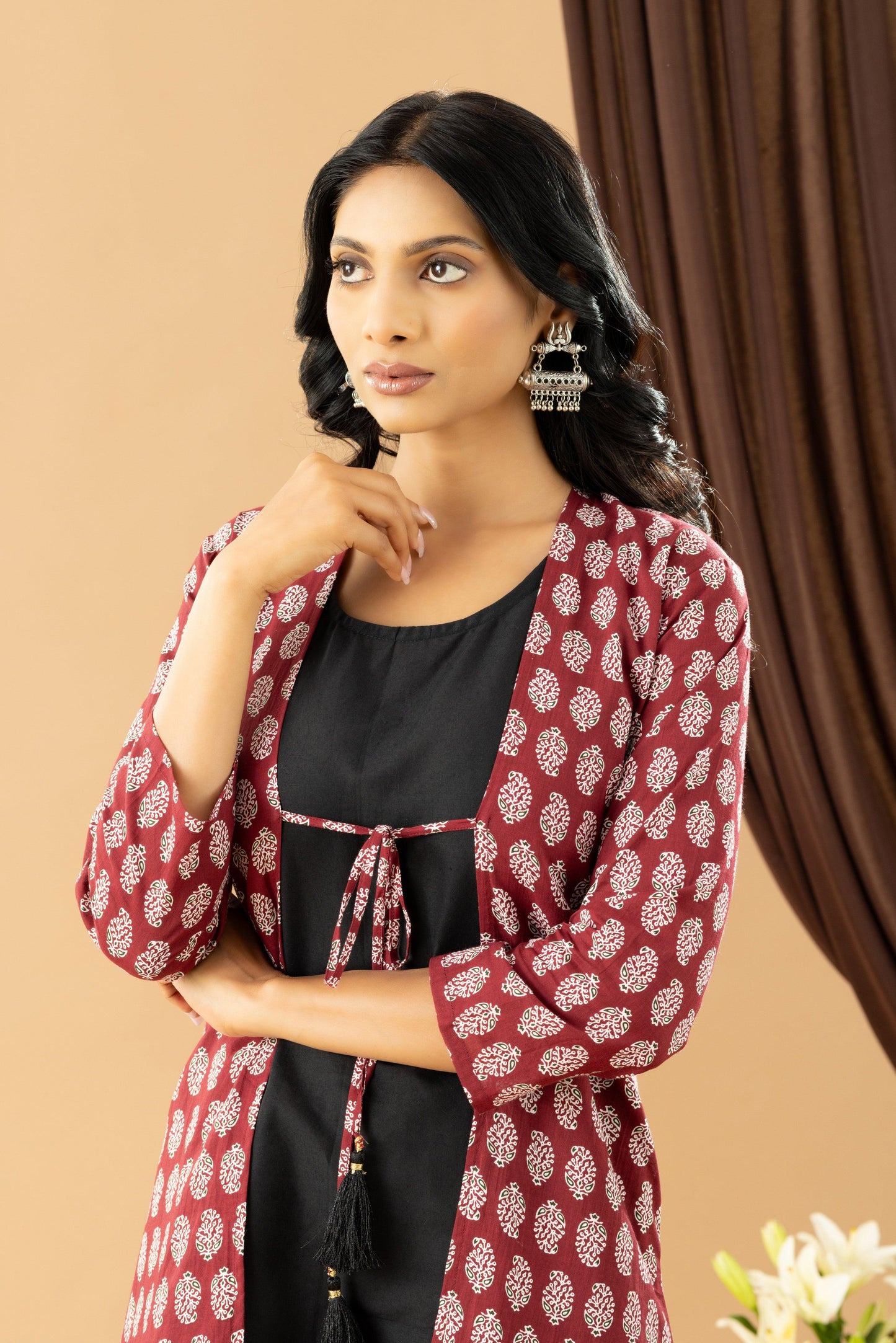 Bahaar Berry Block print shrug dress