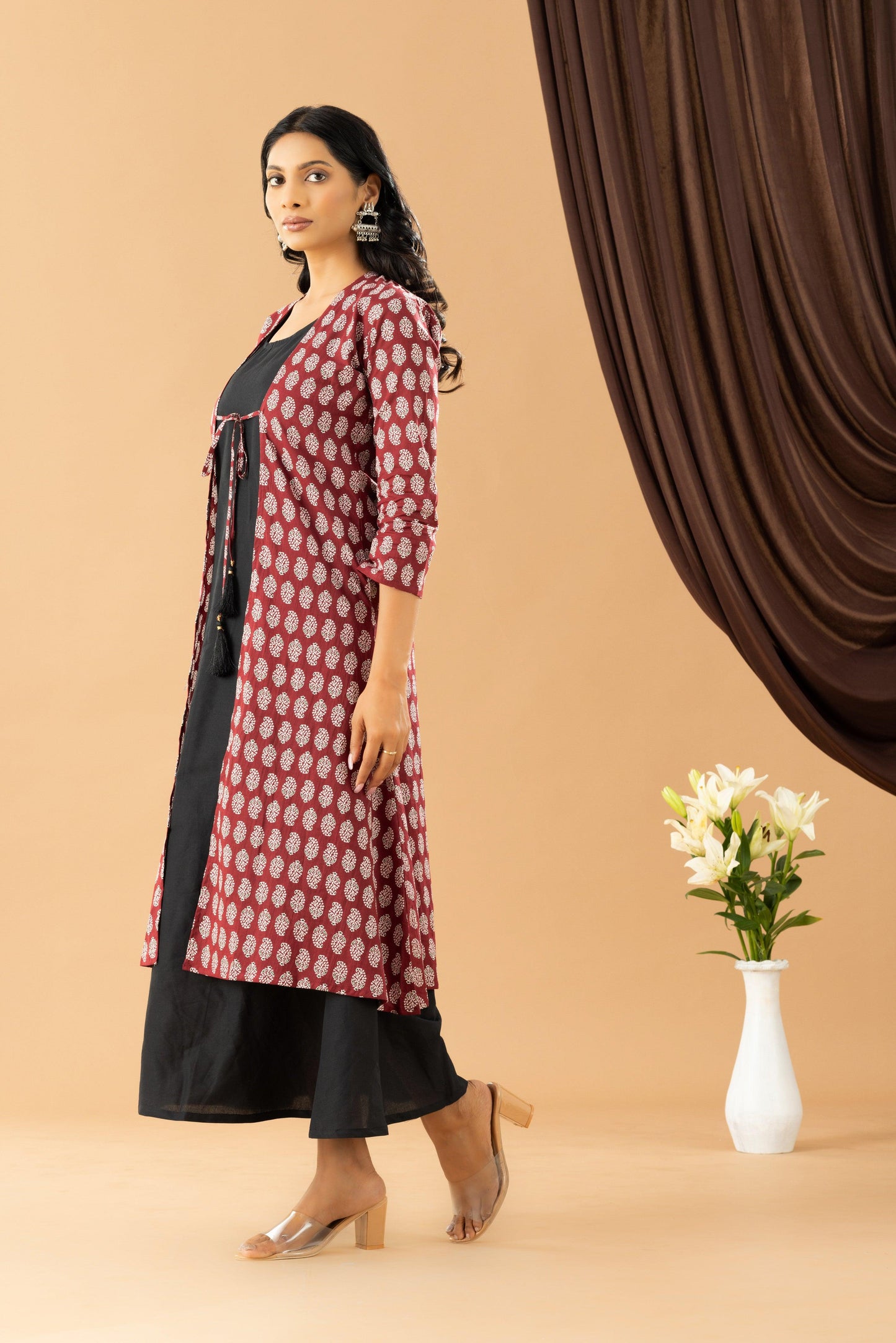 Bahaar Berry Block print shrug dress