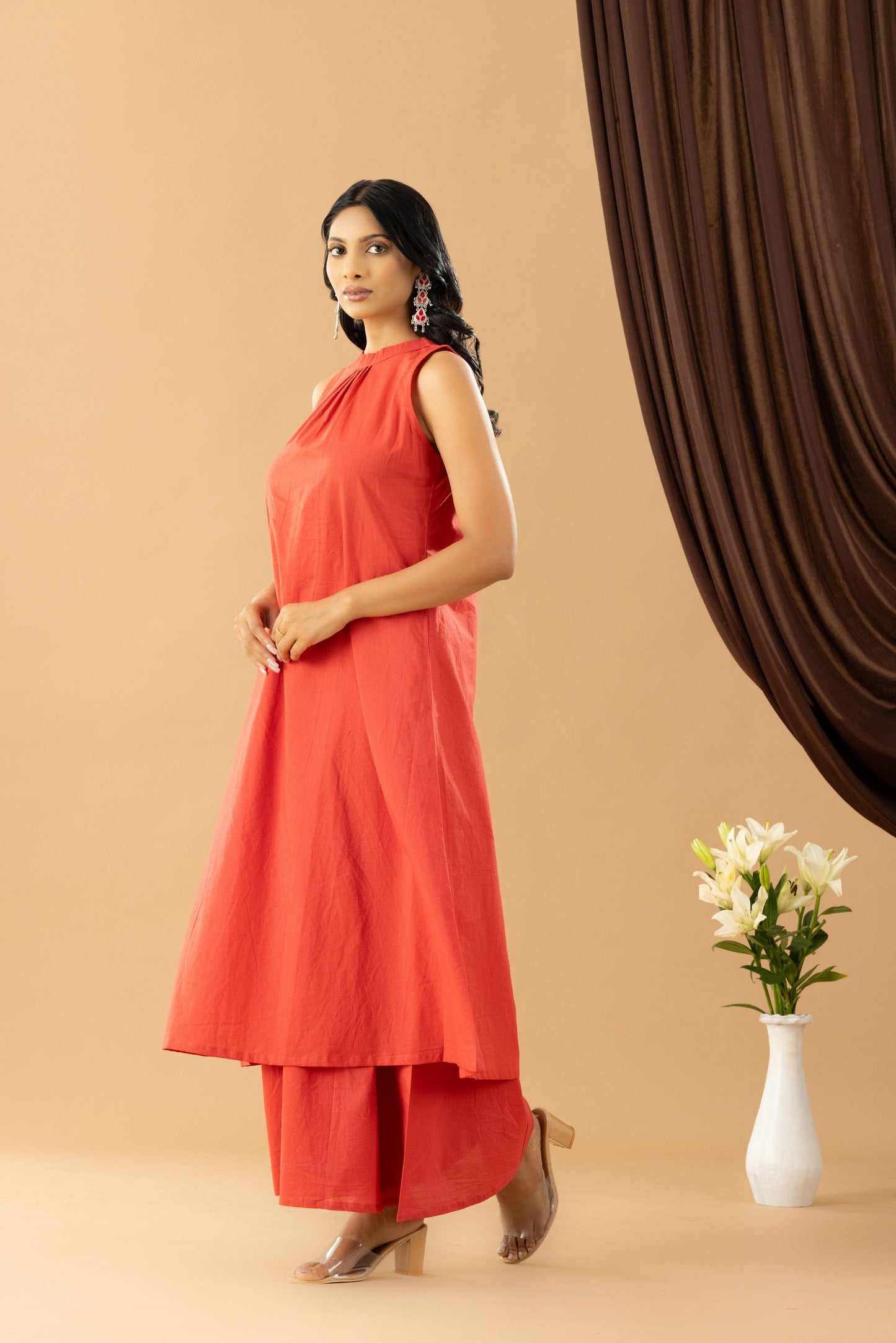 Bahaar Persian Red Halter Kurta Set