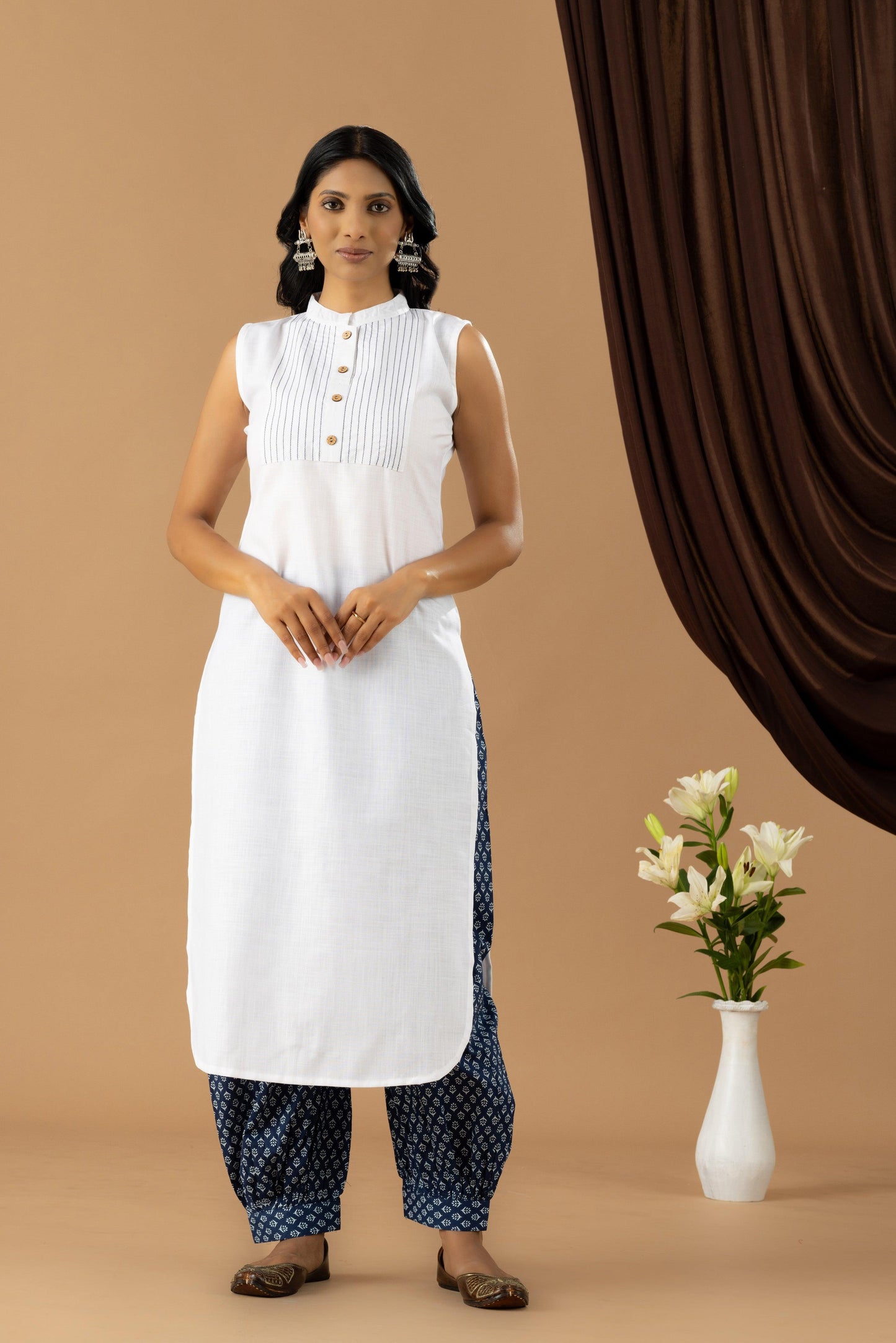 Bahaar White Midnight Blue Kurta Set