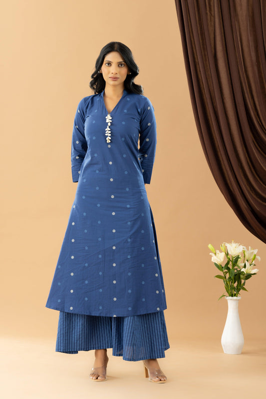 Bahaar Indigo Moon Collared Kurta Set