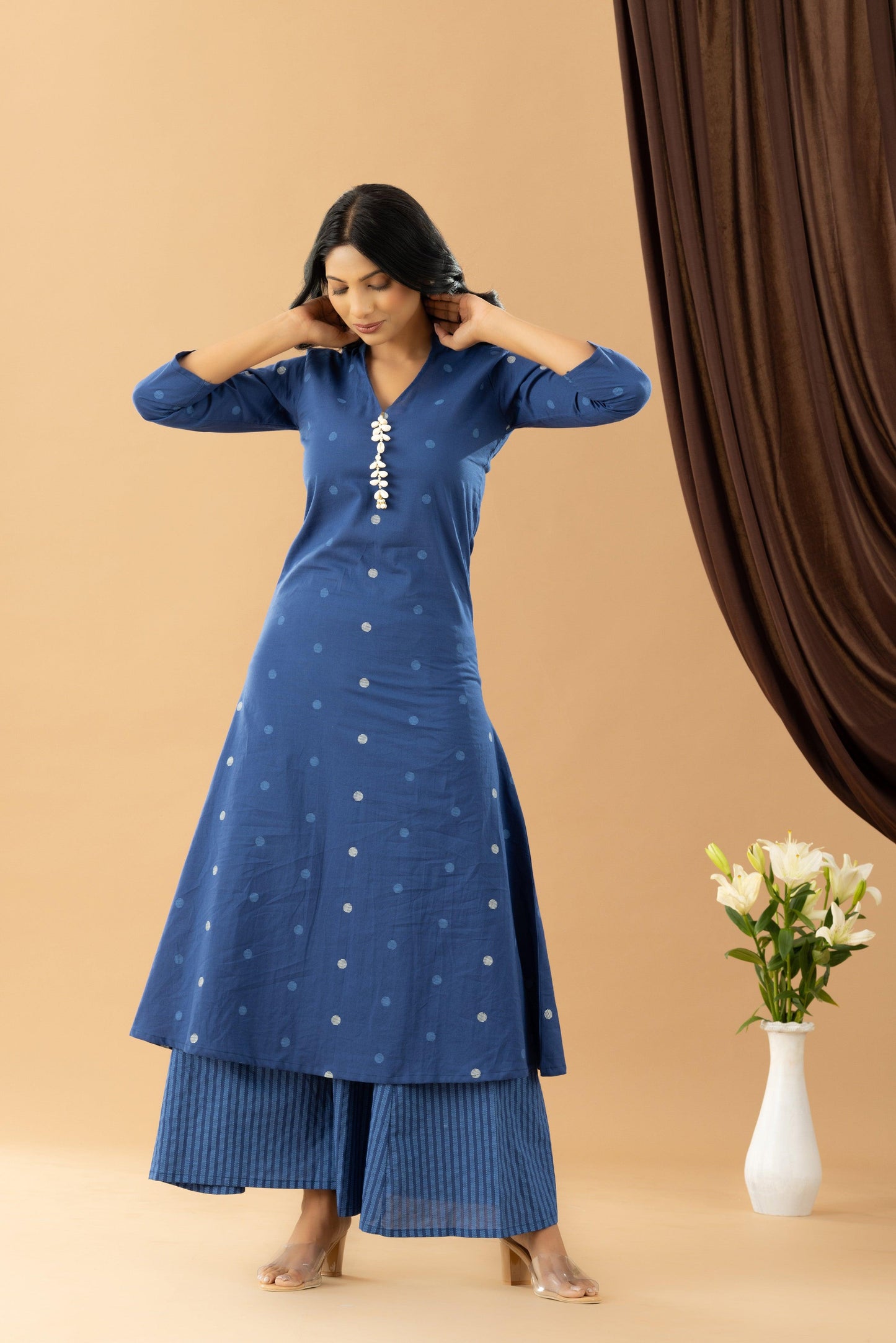 Bahaar Indigo Moon Collared Kurta Set