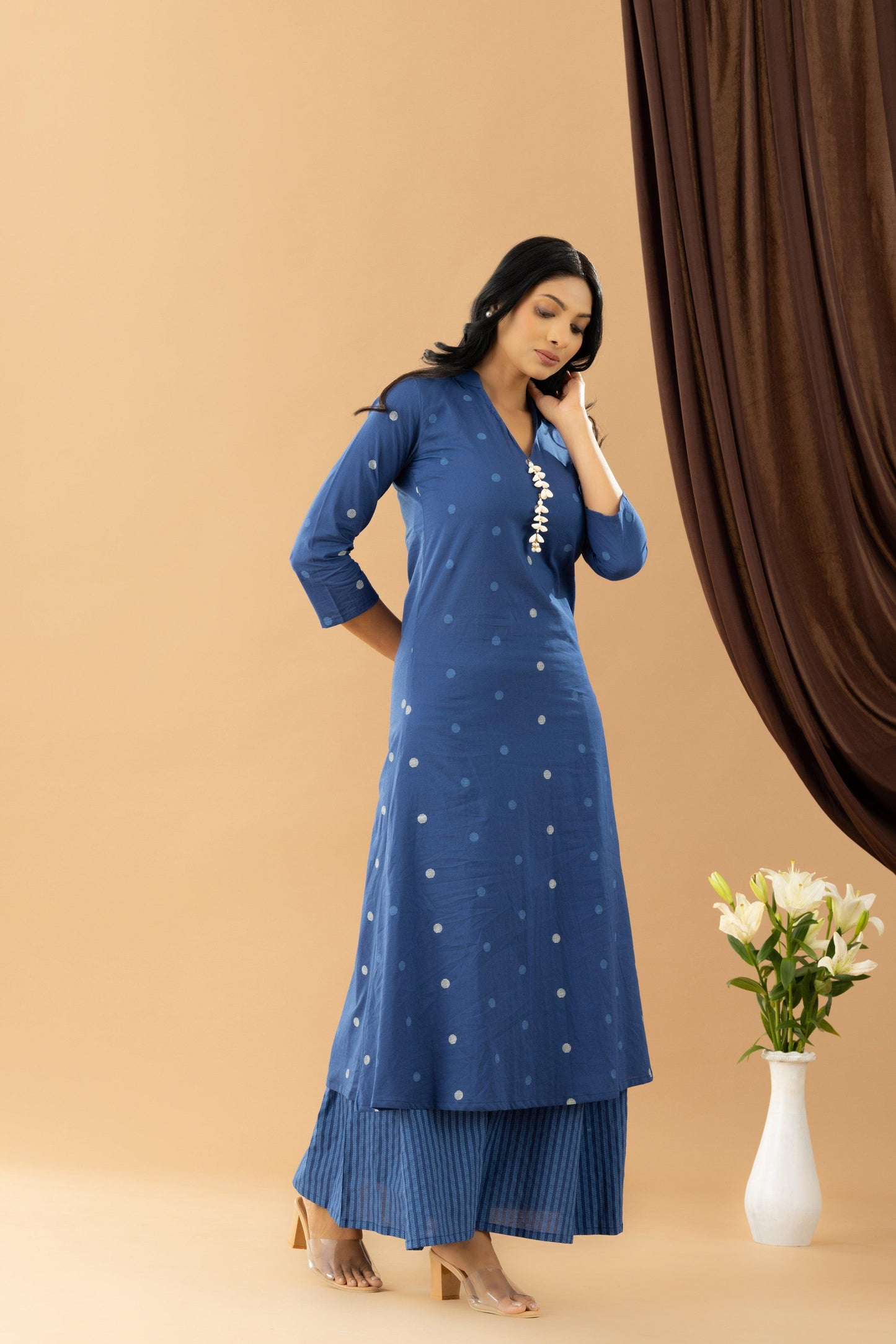 Bahaar Indigo Moon Collared Kurta Set