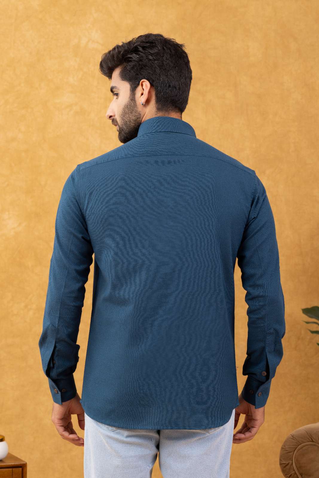 Navrang Men's Teal Linen Slim Fit Shirt – Sizes XS to 6XL