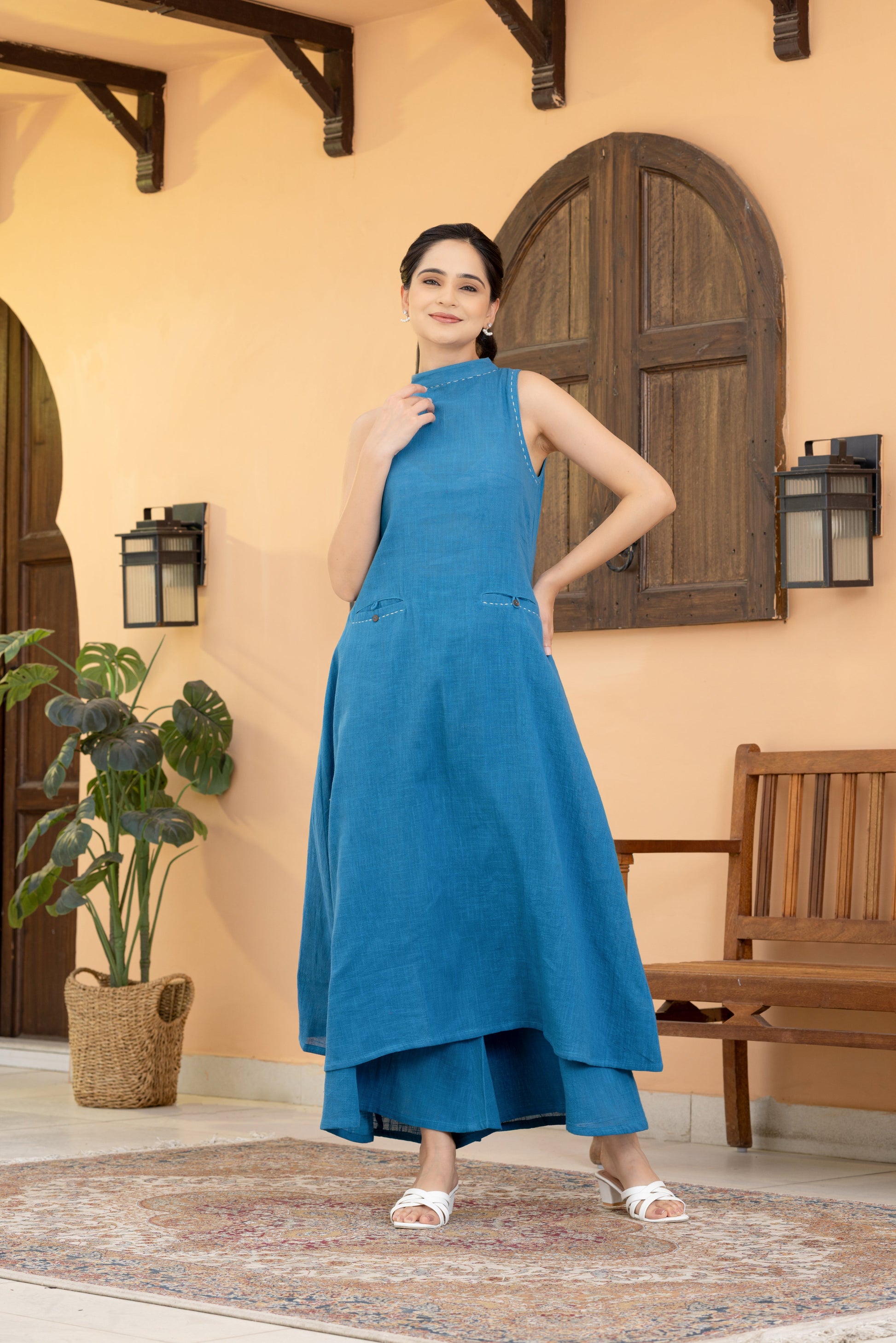 Blue cotton slub kurta set
Halter neck kurta with palazzo
Sleeveless A-line kurta set
Summer cotton kurta set
Monochrome kurta palazzo set
Blue cotton palazzo set for women
Lightweight summer kurta set
Casual cotton kurta with palazzo
Workwear cotton kurta set
Everyday elegant kurta set
Blue cotton slub A-line halter neck kurta set with palazzo
Breathable sleeveless cotton kurta set for summer
Monochrome cotton kurta and palazzo for casual outings
Halter neck kurta palazzo set for work and casual wear