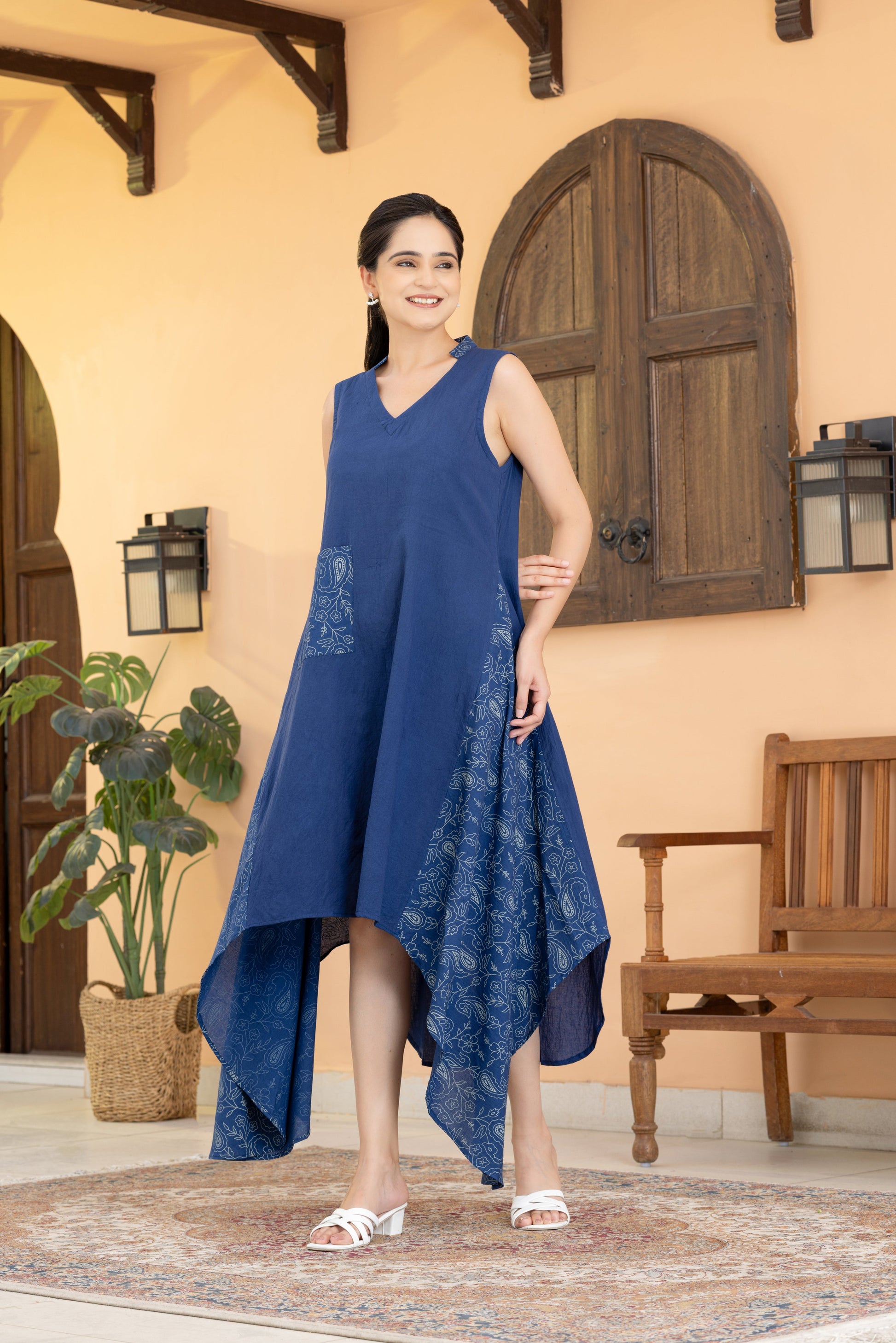 Indigo cambric cotton dress
Sleeveless asymmetrical hem dress
Block printed cambric dress
Summer casual cotton dress
V-neck sleeveless dress
Indigo sleeveless dress for women
Breathable cambric cotton dress
Lightweight summer dress
Casual and weekend dress for women
Effortless chic cotton dress
Indigo sleeveless cambric cotton dress with asymmetrical hem
Lightweight breathable cotton dress for casual outings
Block printed cambric dress for summer wear
V-neck sleeveless cambric cotton dress for everyday eleg