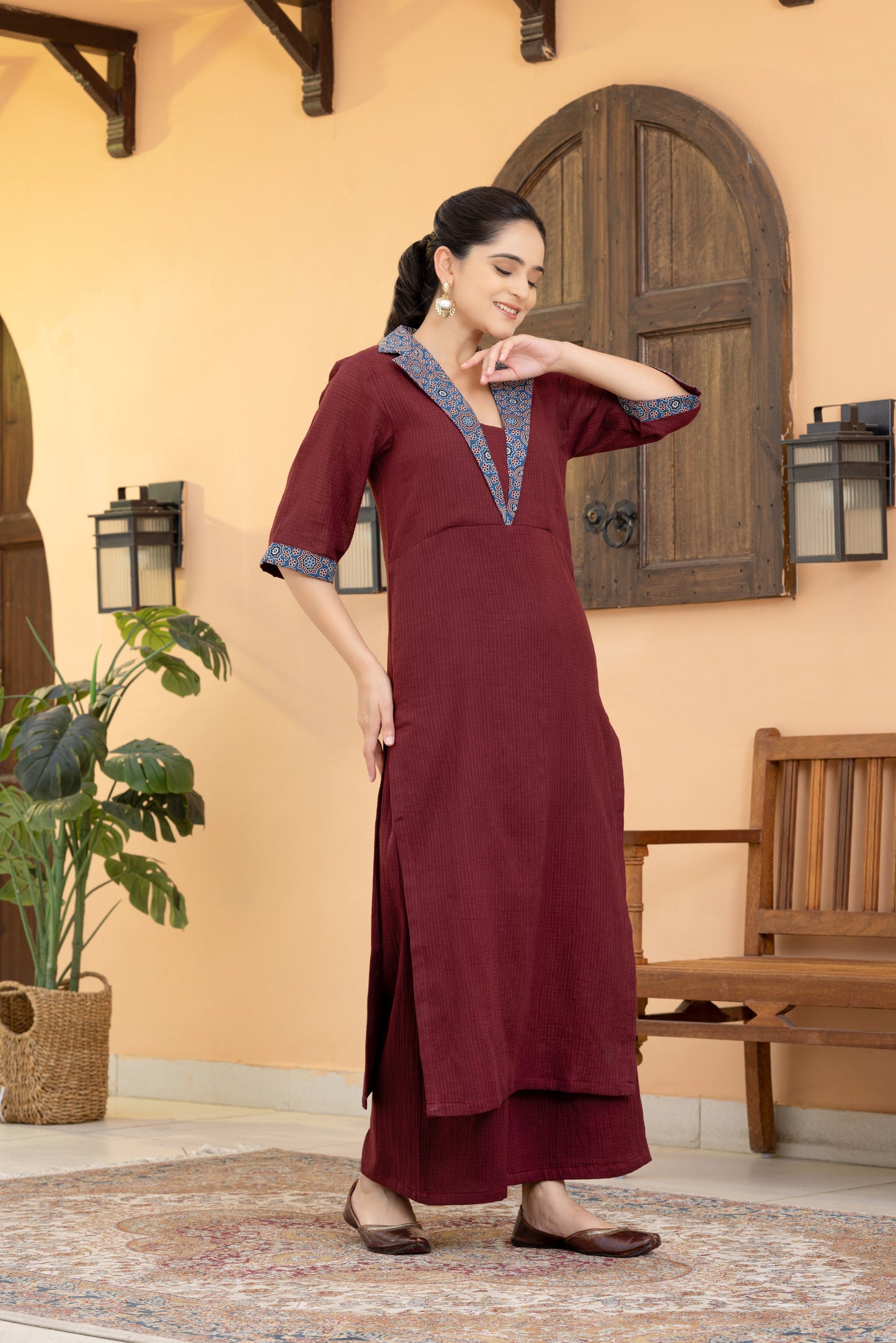 Maroon cotton kota kurta set
Ajrakh print kurta set for women
Cotton kota kurta set
Office wear kurta set for women
Maroon kurta set with pants
Blue ajrakh collar kurta
Formal kurta set for office
Straight kurta set for women
Summer cotton kurta set
Handcrafted kurta set India
Maroon cotton kota kurta set with ajrakh print collar
Office wear cotton kurta set for summer
Breathable cotton kota kurta set for women
Ajrakh inspired kurta set for workwear Maroon cotton kota kurta set
Ajrakh print kurta set for wo