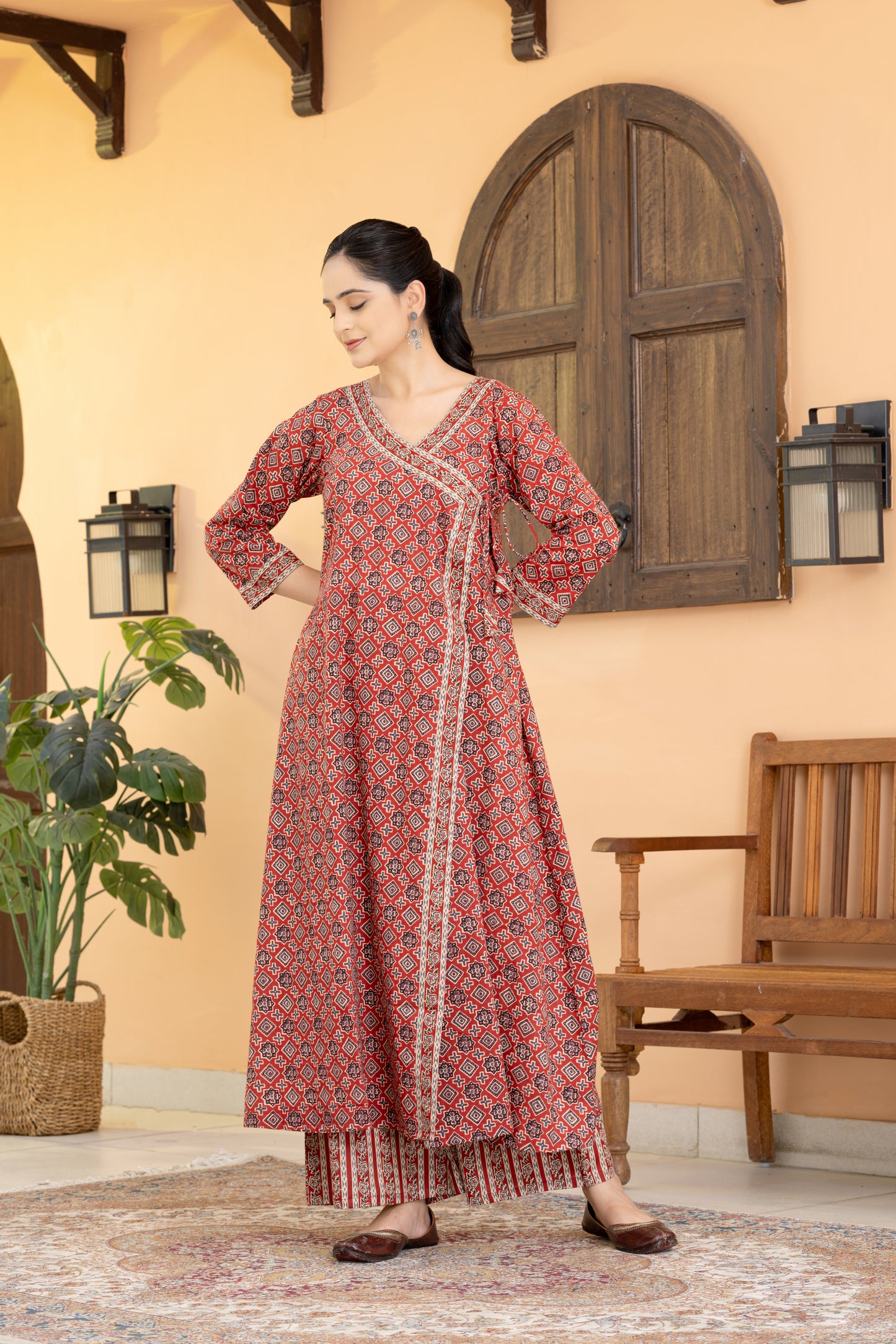 Jugni  Brick Block Angrakha Kurta Set