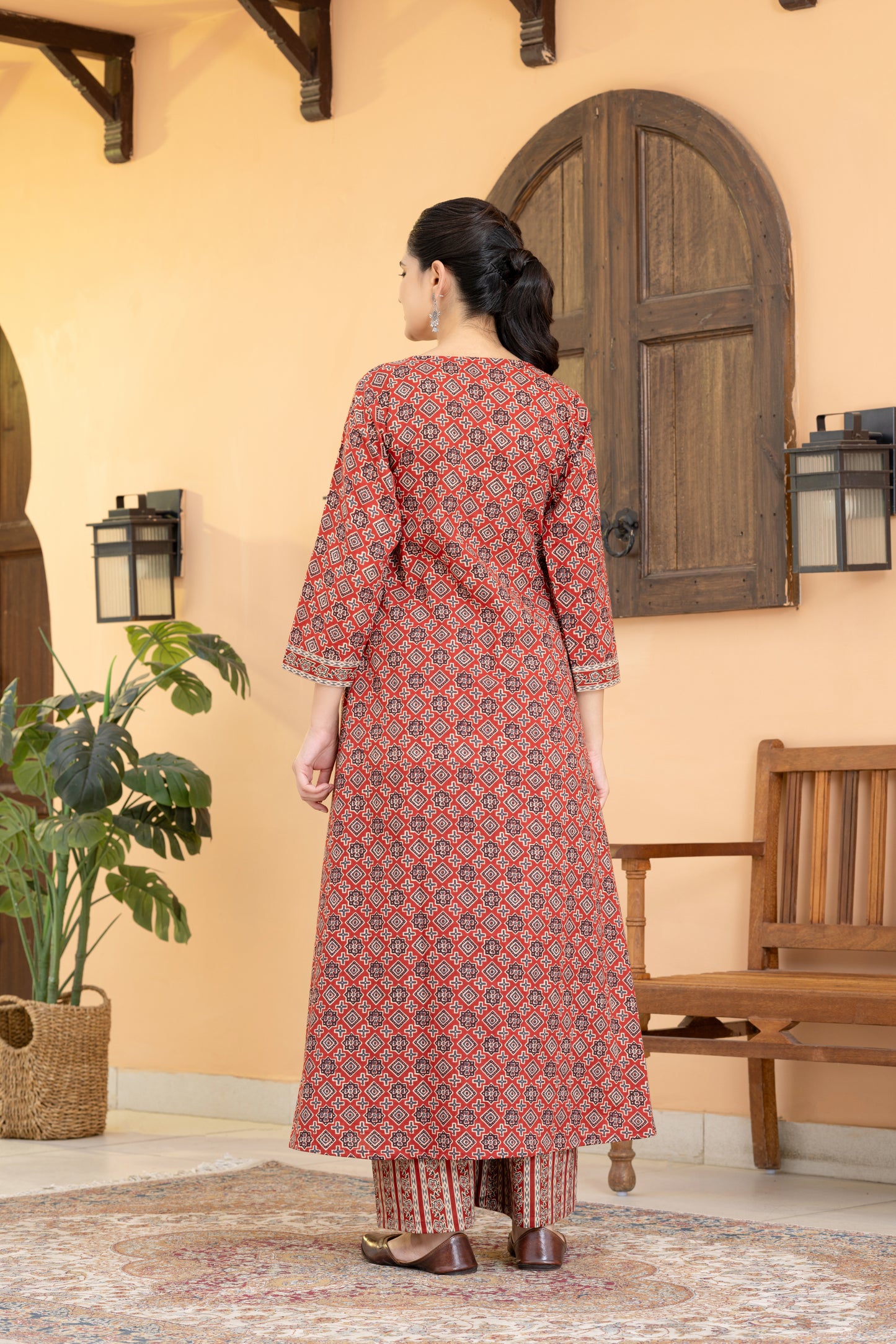 Jugni  Brick Block Angrakha Kurta Set