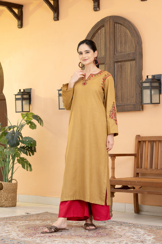 Jugni Sheen Gold Embroidered Phiran Set