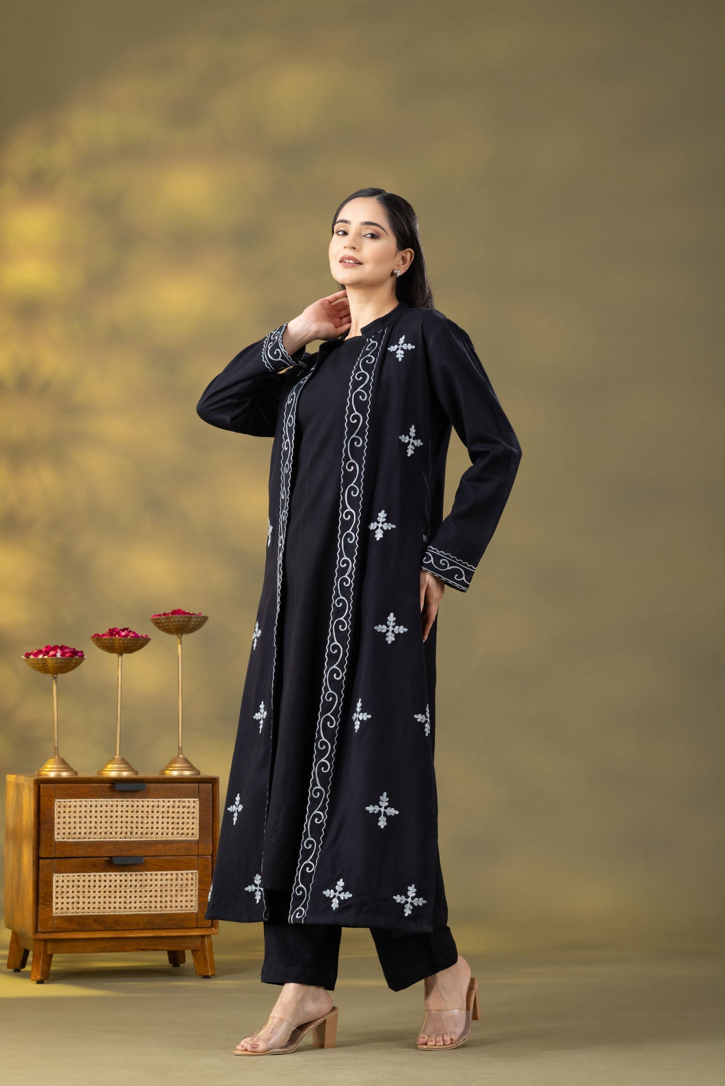midnight black woolen three piece set, black woolen three piece set for women, woolen three piece suit, black woolen suit, women black woolen suit, black woolen suit ladies, readymade woolen suit, winter woolen suit for women black three piece set with dupatta, black woolen kurta set, black woolen suit party wear, woolen suit for women, black three piece suit ladies, winter suits for women, kashmiri woolen suits for ladies, winter woolen suits for ladies