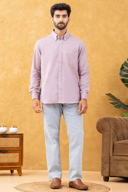 Navrang Men's Mauve Linen Slim Fit Shirt – Sizes XS to 6XL