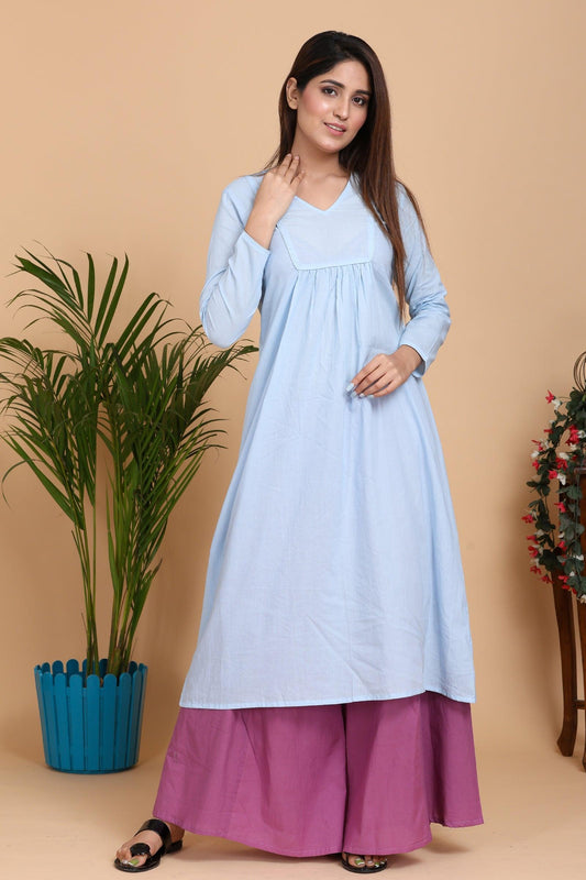 Aseel Blue Kurta with Mauve palazzo