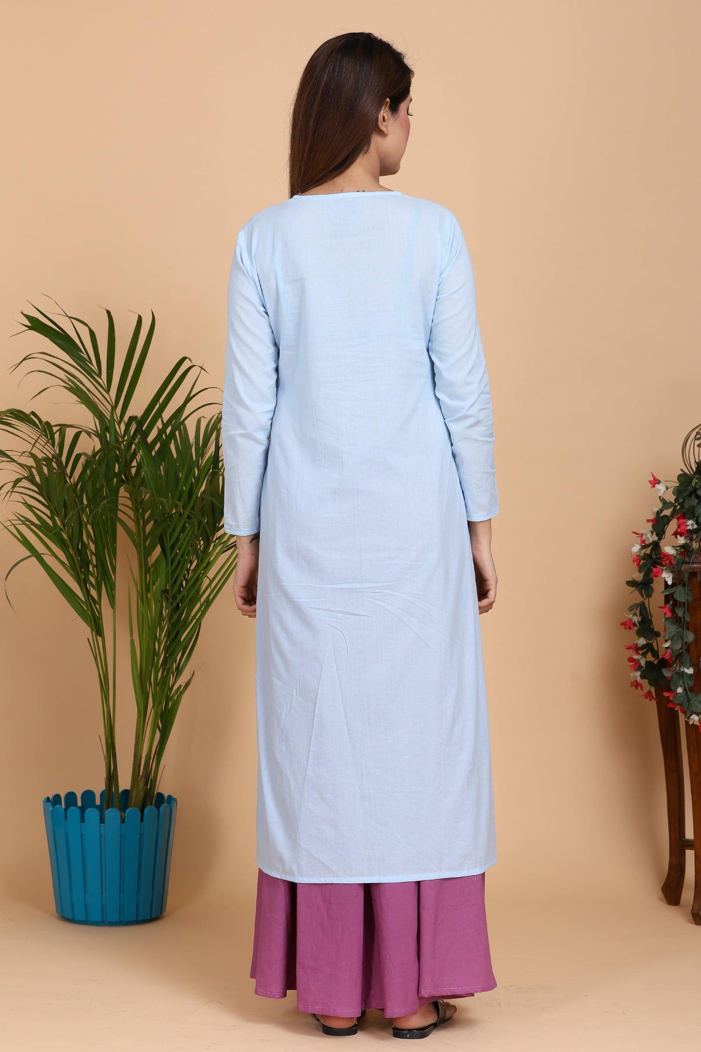 Aseel Blue Kurta with Mauve palazzo