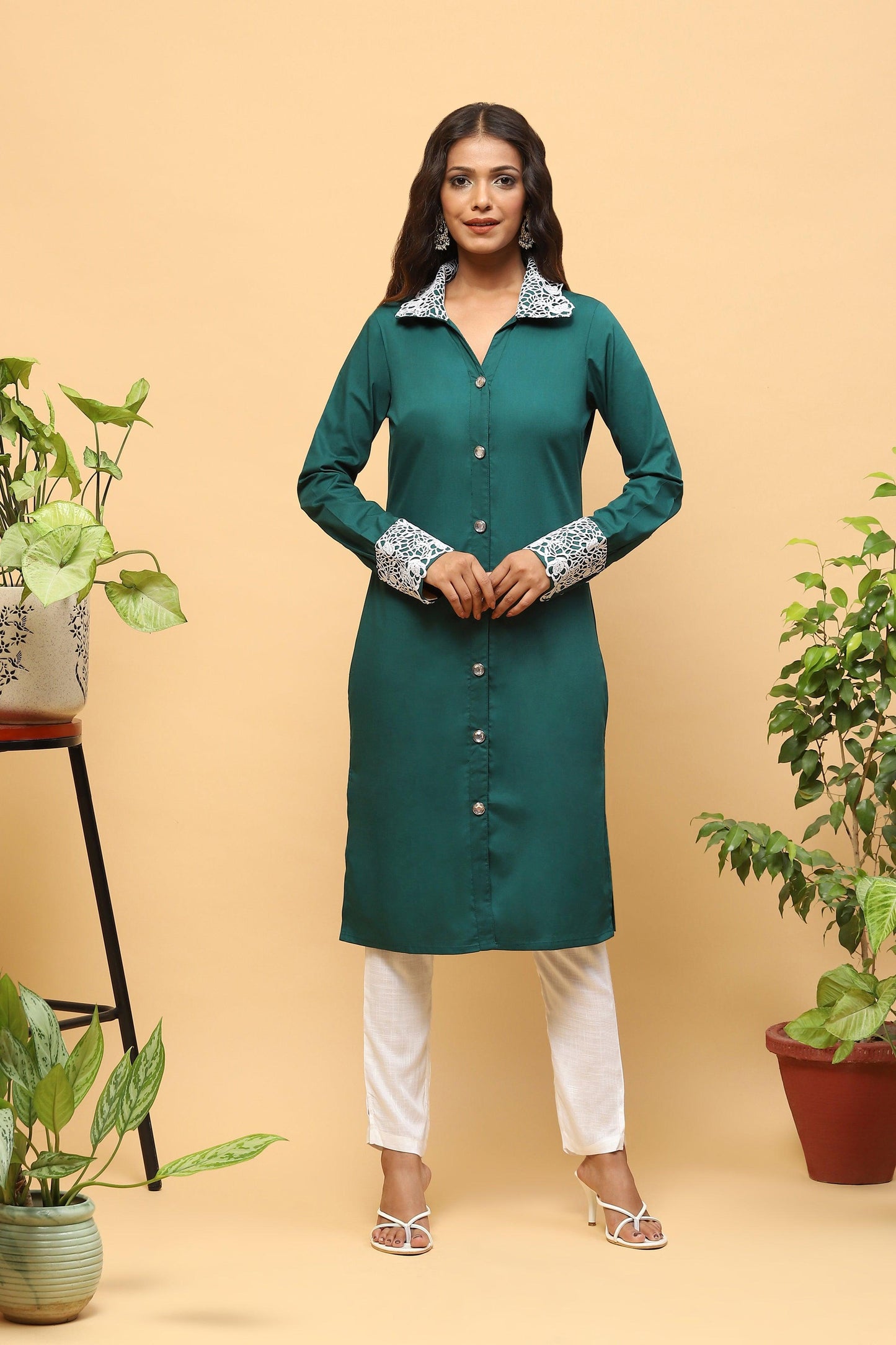 Pihu Dark Green Floral Kurta Set