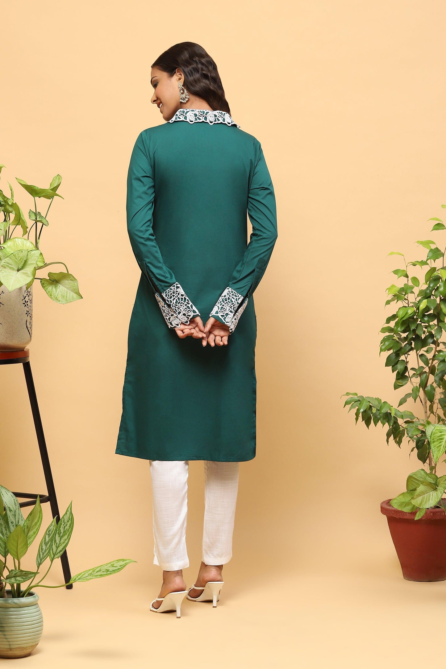 Pihu Dark Green Floral Kurta Set