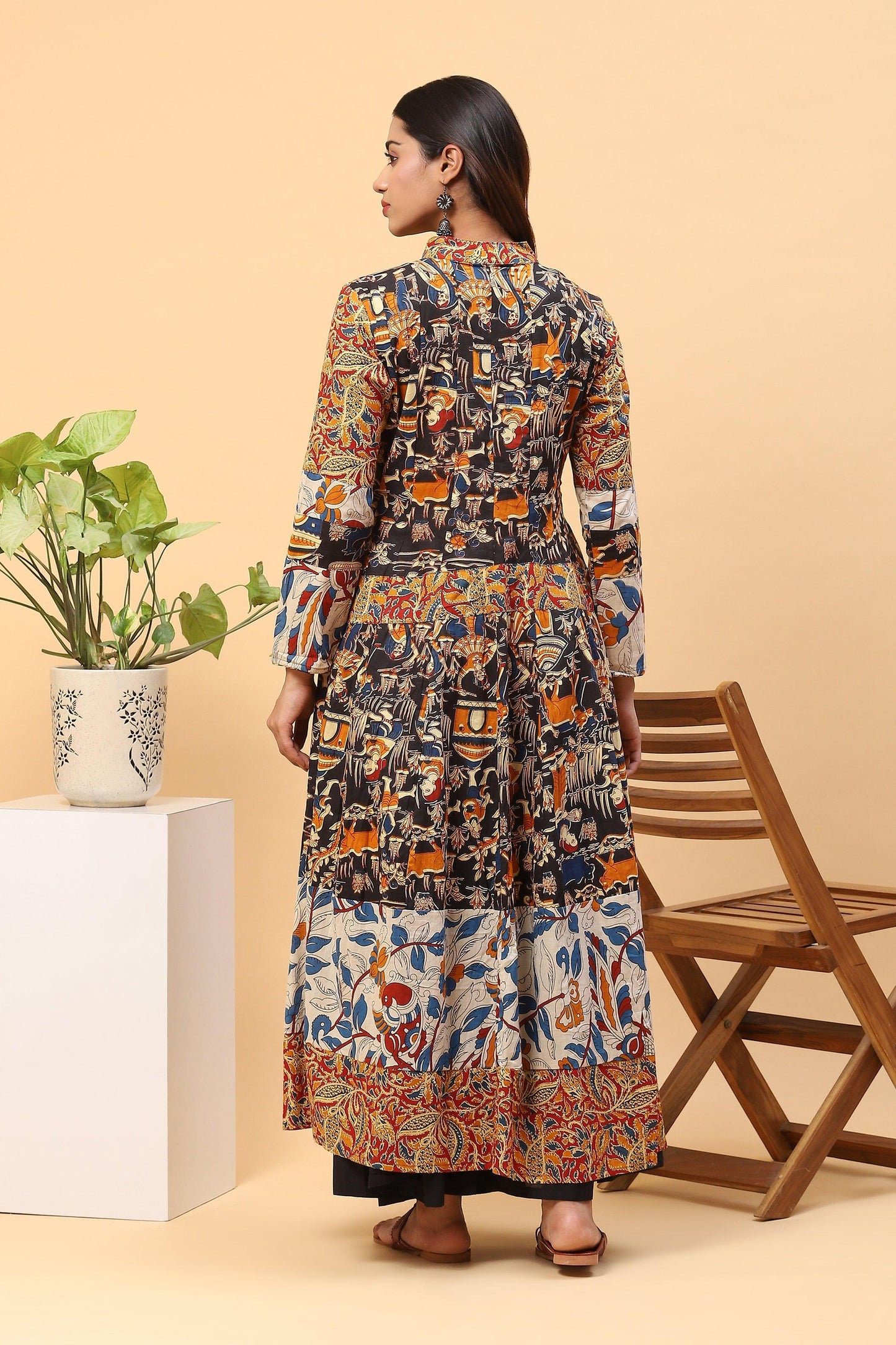 Sanchi Multicolor Three Print Kalamkari Kurta Palazzo Set