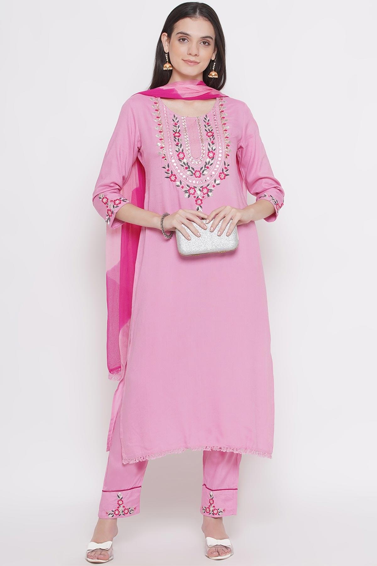 Riwaaz Pleasant Pink Kurta Set with Dupatta