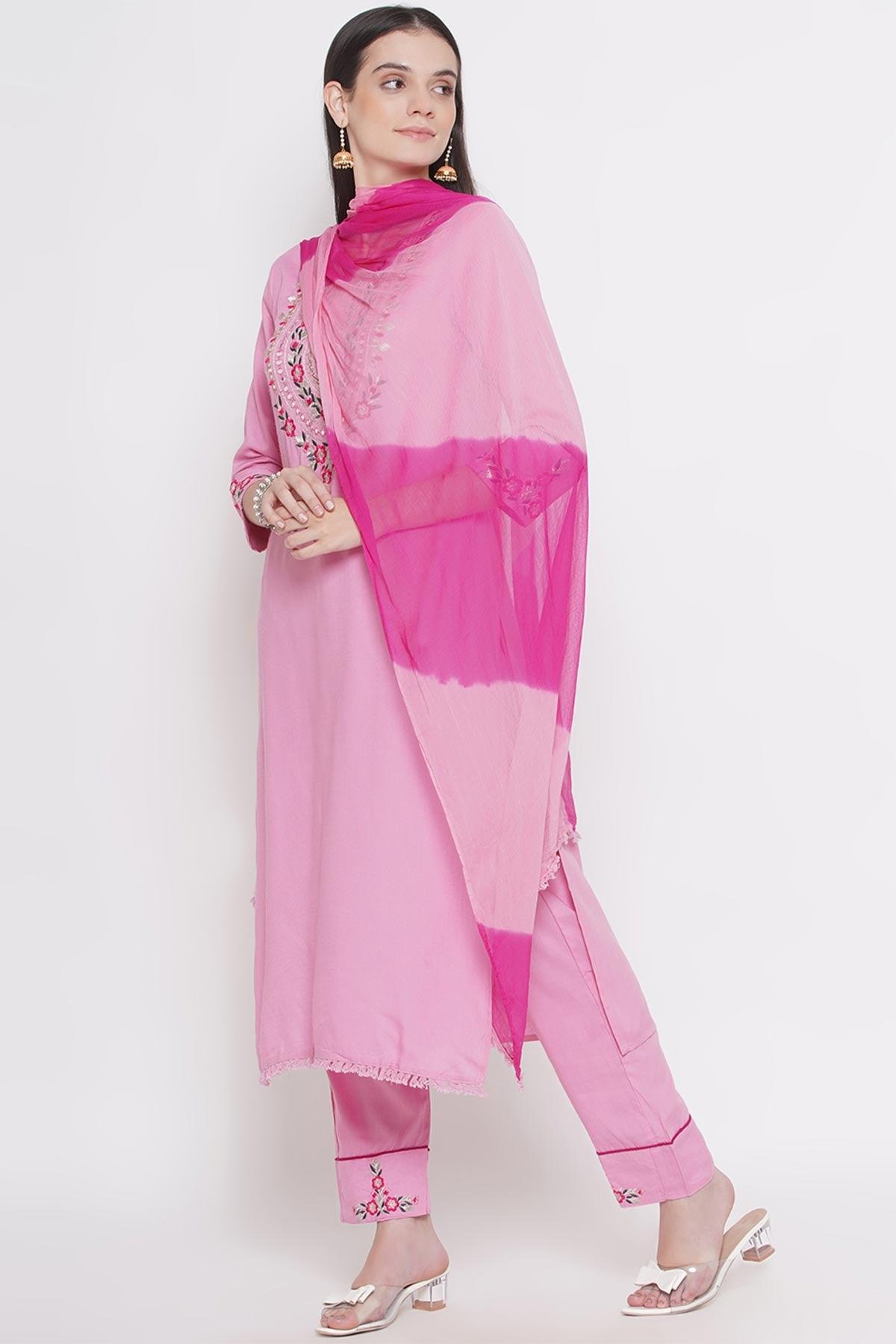 Riwaaz Pleasant Pink Kurta Set with Dupatta