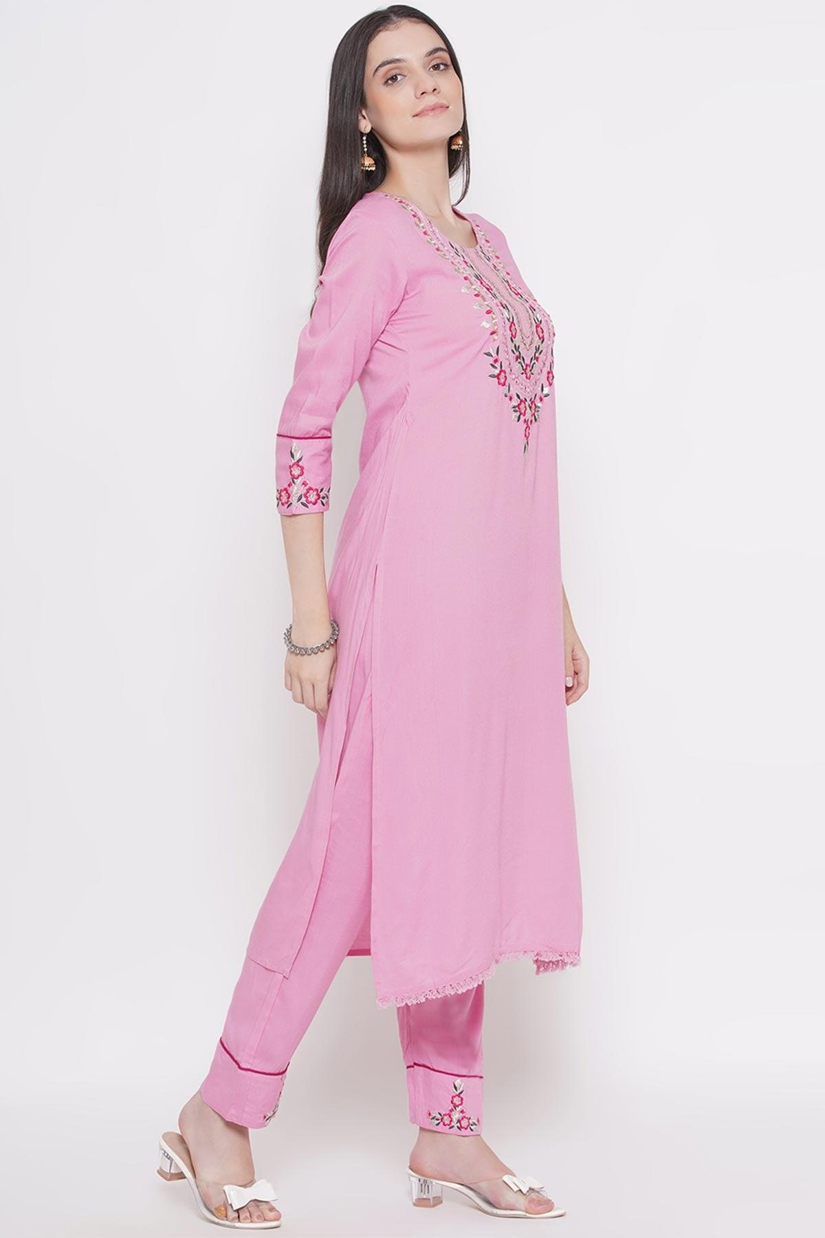 Riwaaz Pleasant Pink Kurta Set with Dupatta