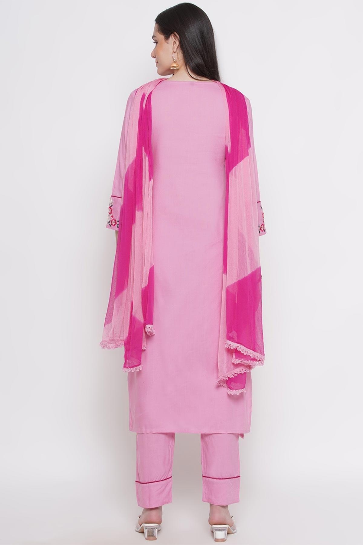 Riwaaz Pleasant Pink Kurta Set with Dupatta