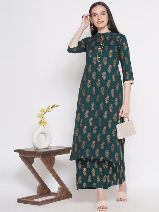 Riwaaz Forest Green Kurta Set