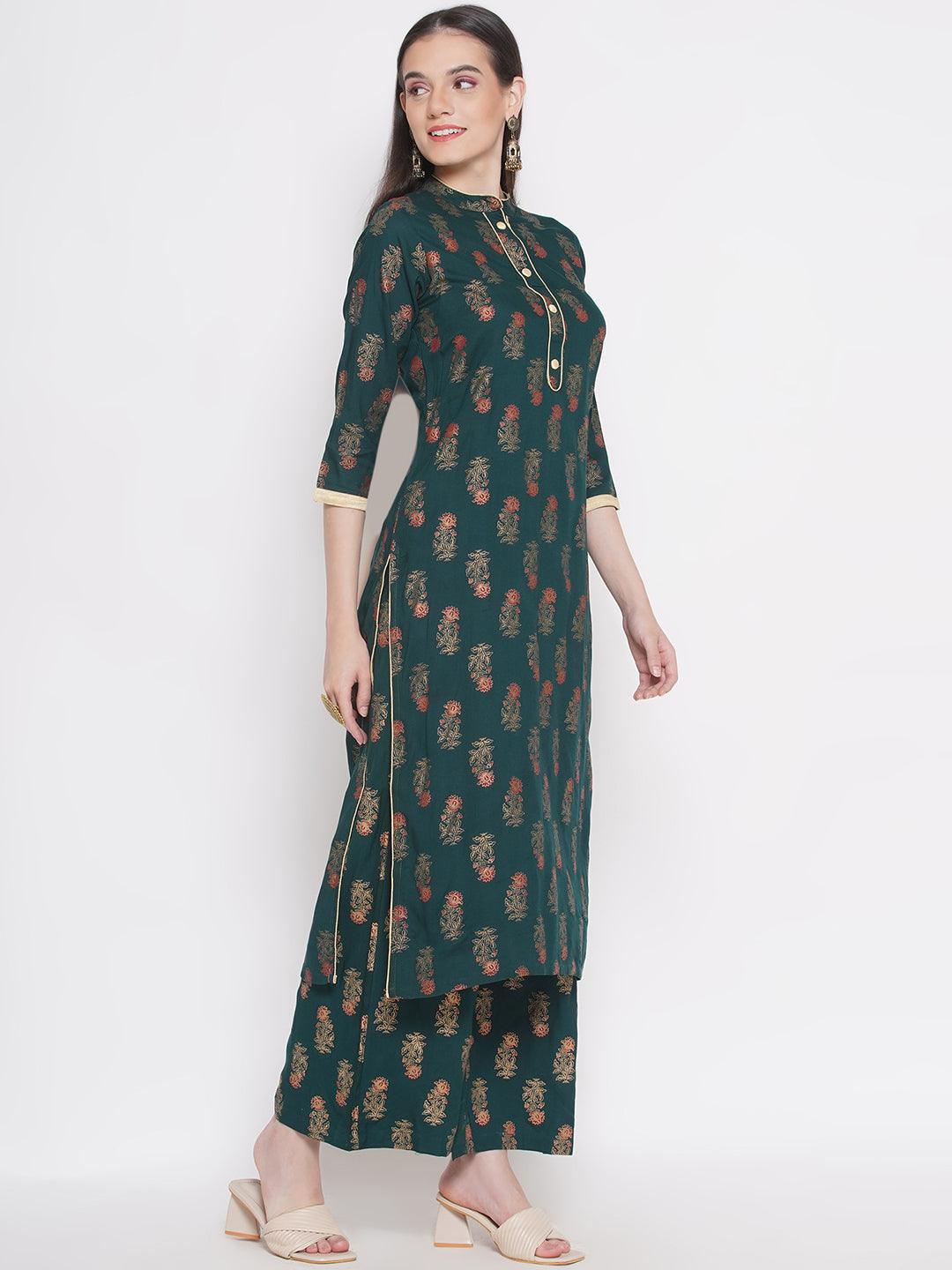 Riwaaz Forest Green Kurta Set