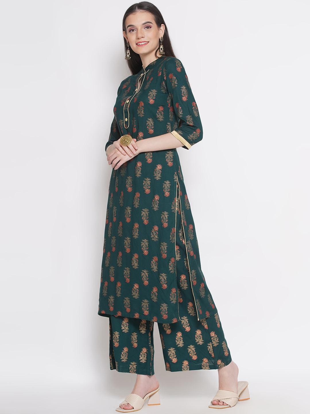 Riwaaz Forest Green Kurta Set