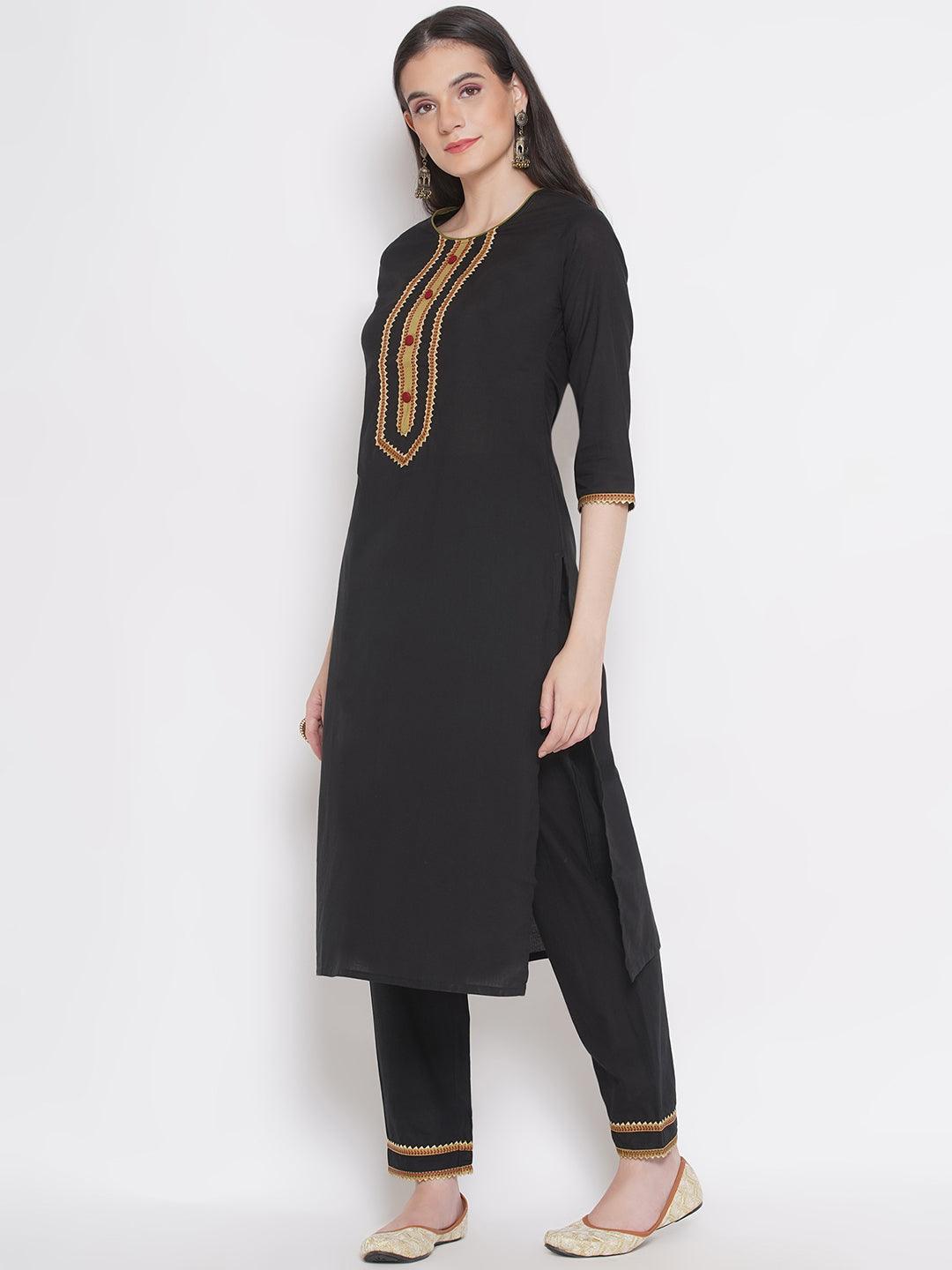 Riwaaz Classic Black Kurta Set