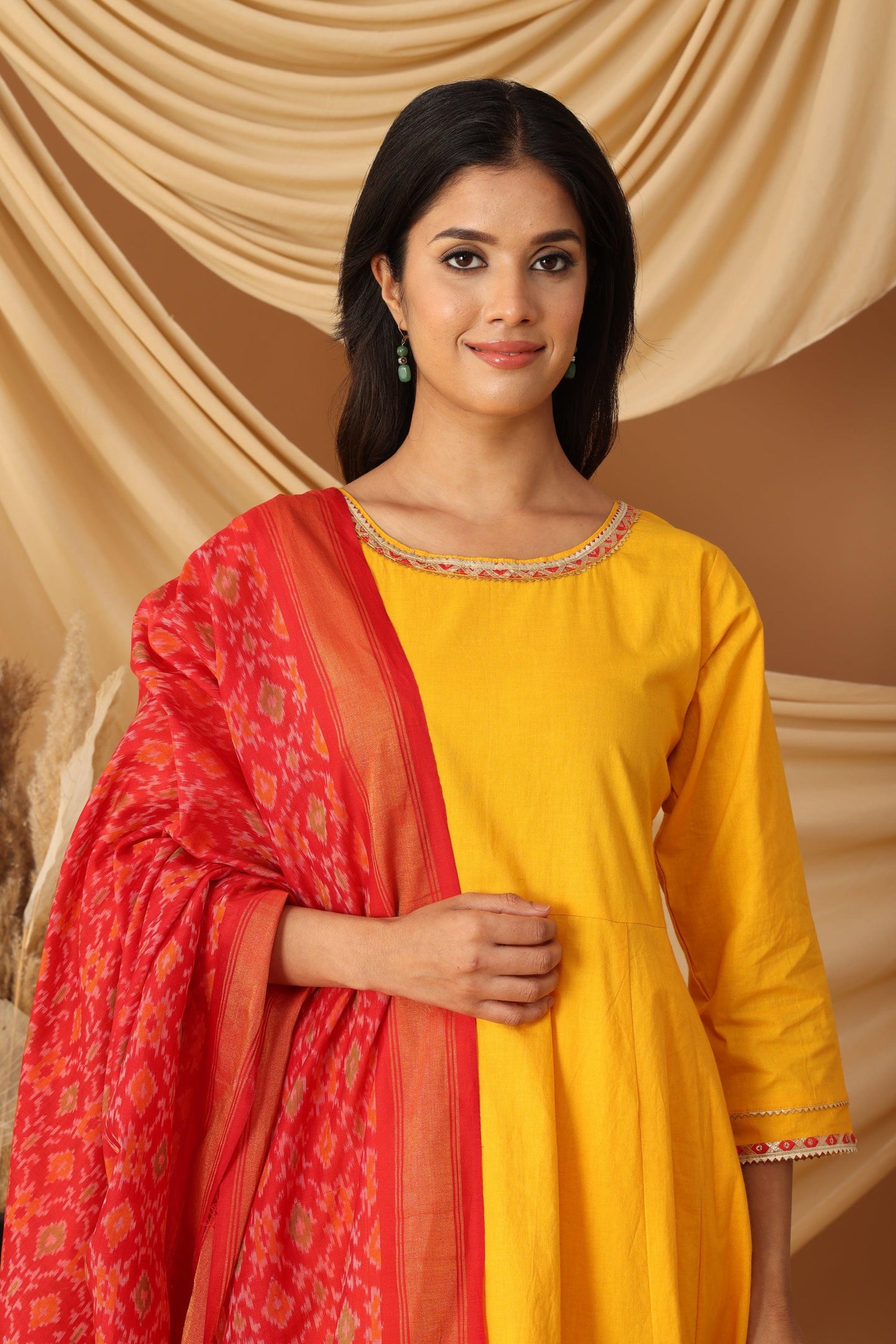 Pihu Amber Yellow Anarkali Set